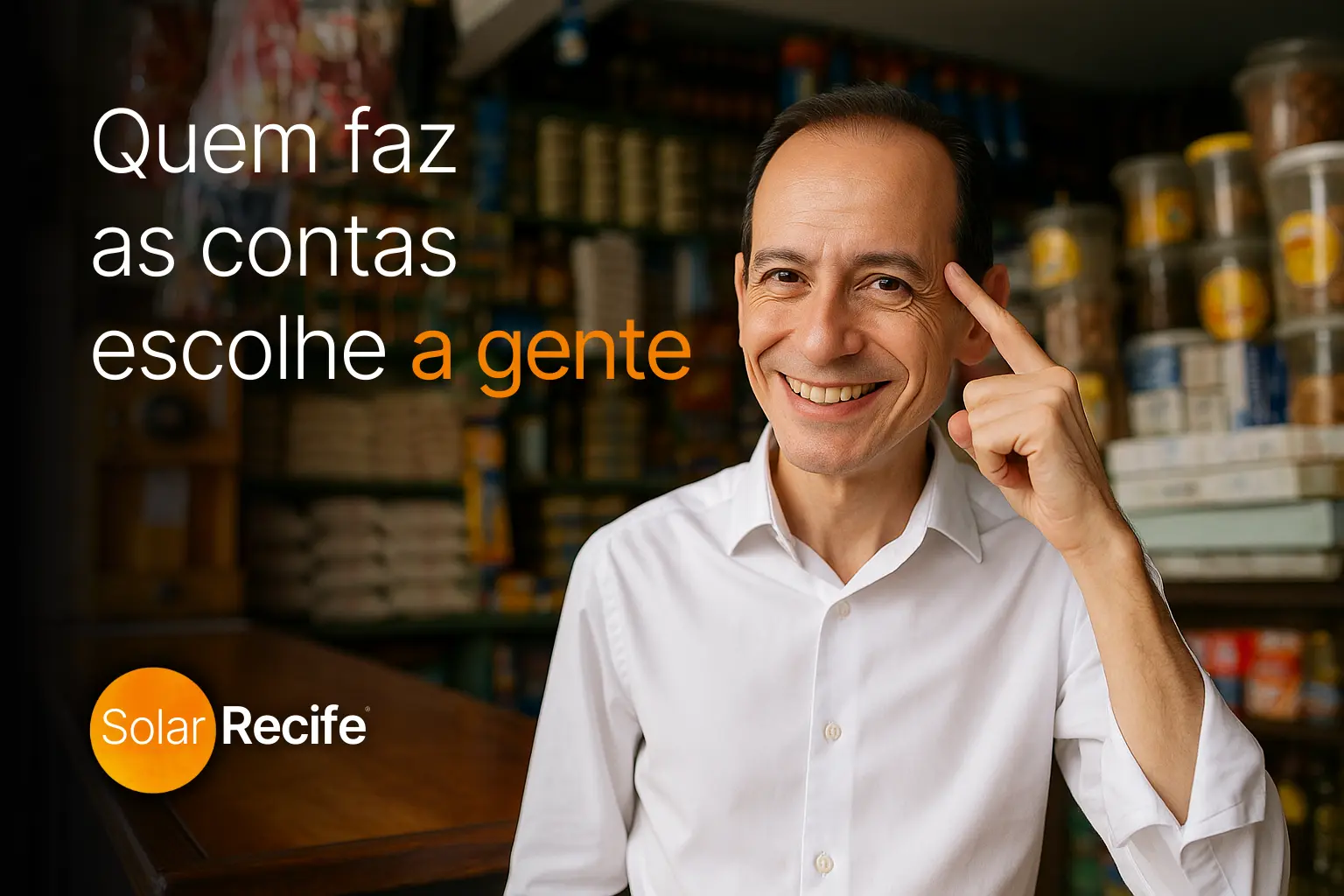 Pequeno varejista economizando com energia solar